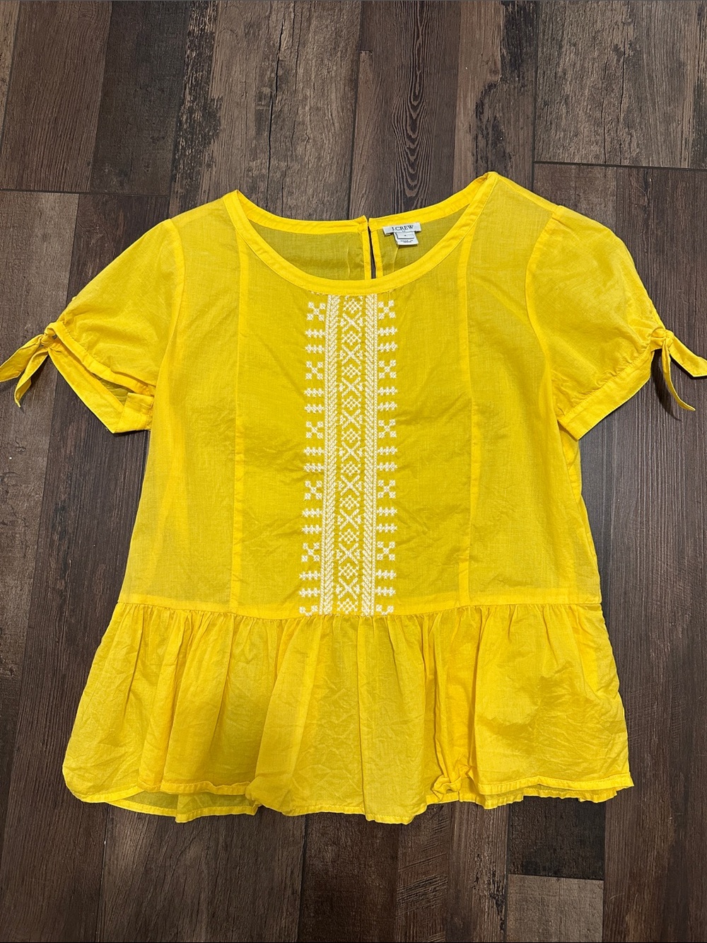 J. Crew Sunny Yellow Embroidered Top